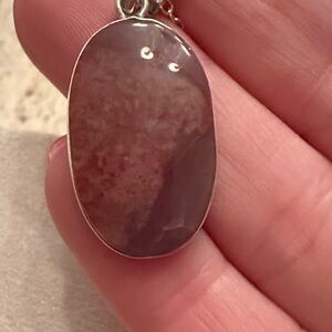 Sterling Silver Guava Quartz Semi Precious Stone Pendant Necklace